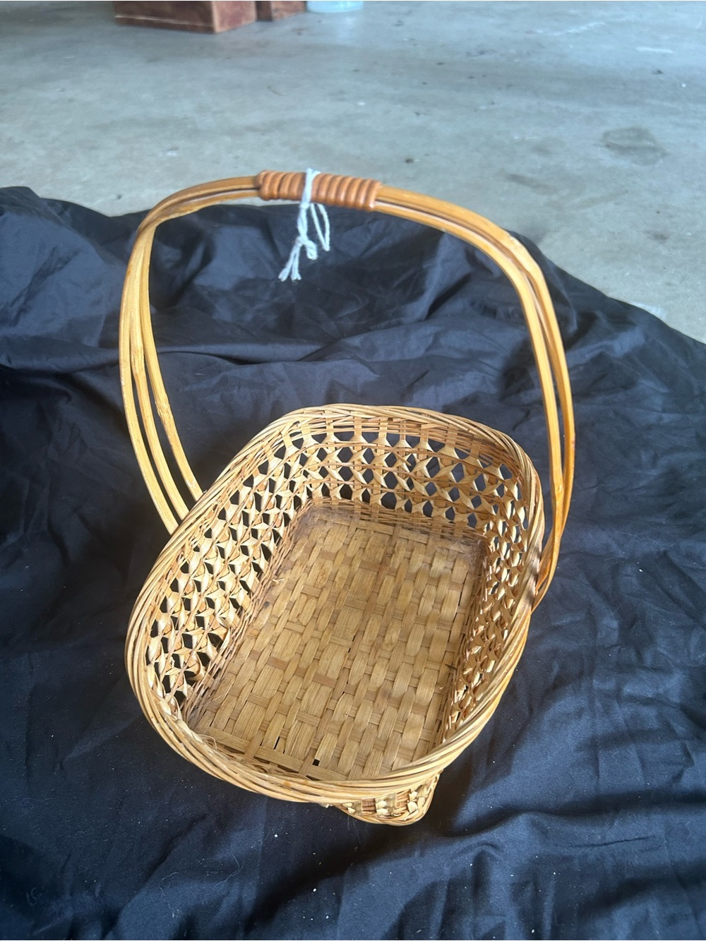 Woven Rattan Handled Basket - Natural Tan